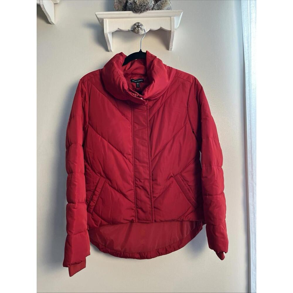 Universal Standard Red Puffer Jacket Size 4xs= Size 0 Zipper Snaps Winter Cozy